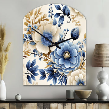 Classic Blue Harmony Bouquet - Asymmetric Metal Wall Clock